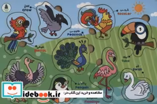 خرید کتاب پازل چوبی آشنایی با پرندگان 9 تکه ، 2زبانه | ایده بوک