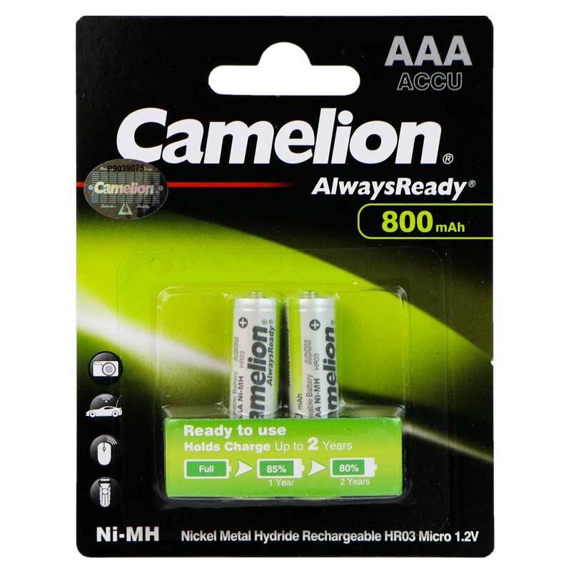 باتری دوتایی نیم قلمی شارژی Camelion AlwaysReady 1.2V AAA 800mAh