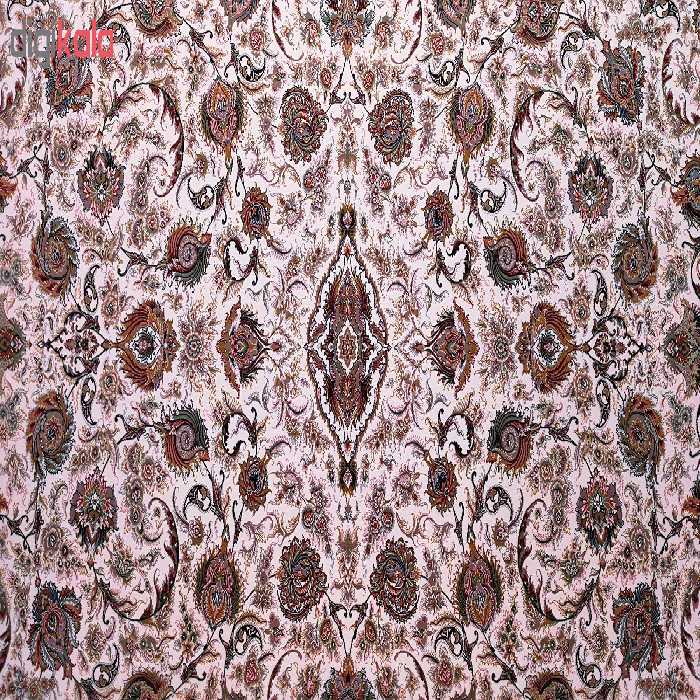 فرش ماشینی زمرد مشهد طرح افشان 45000 زمینه کرم