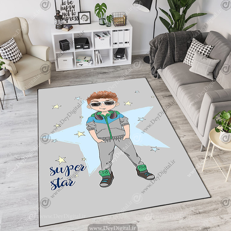 فرش کودک پسرانه طرح فانتزی کارتونی PK-2867