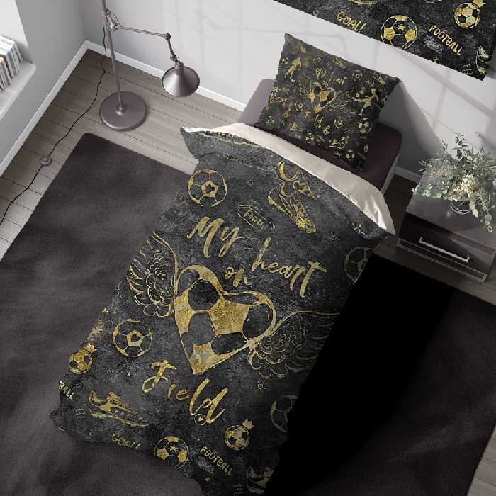 ست لحاف پسرانه فانتزی طرح فوتبالی زمینه طوسی BAs-7201