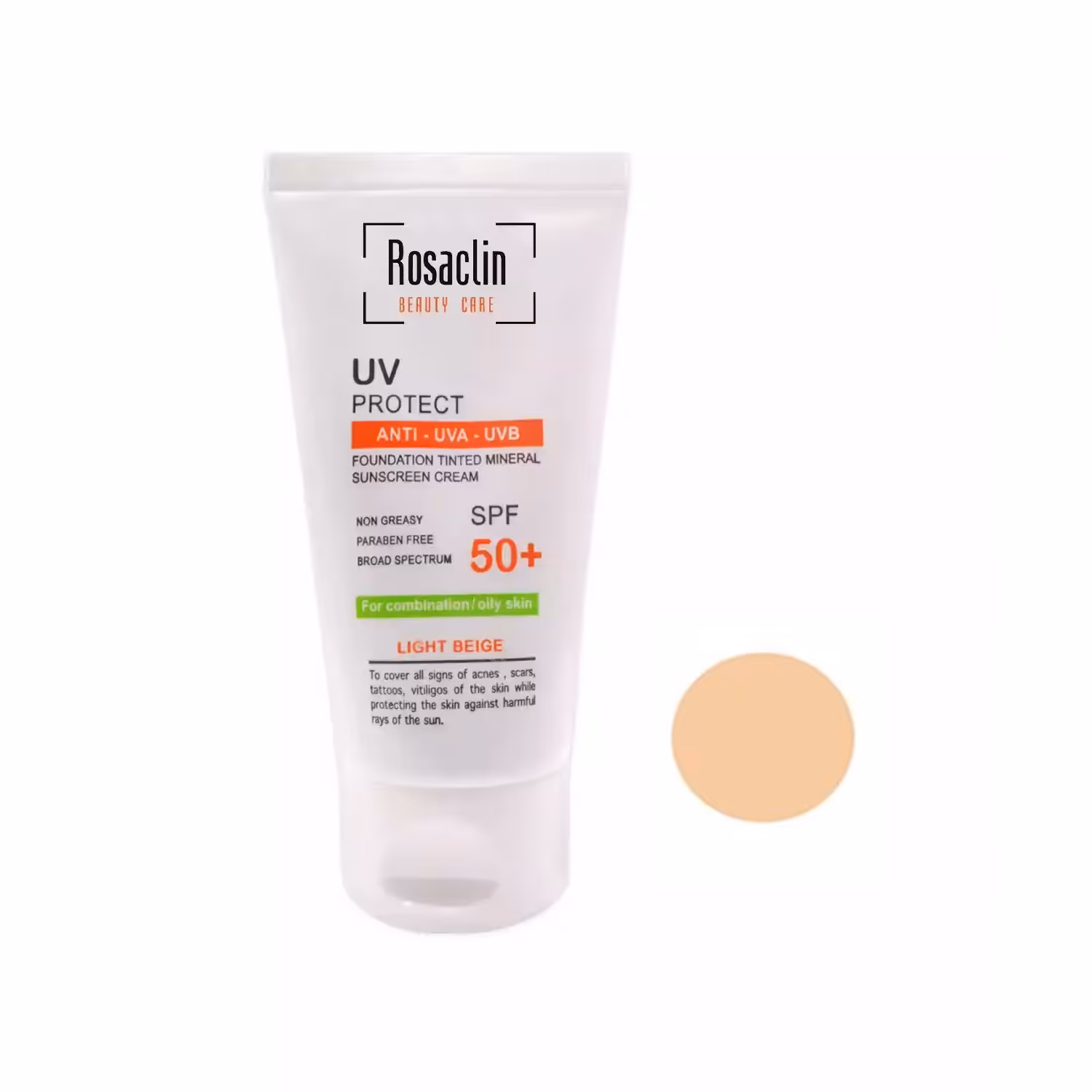 کرم ضد آفتاب رزاکلین مدل Oily light beige حجم 40 میلی لیتر