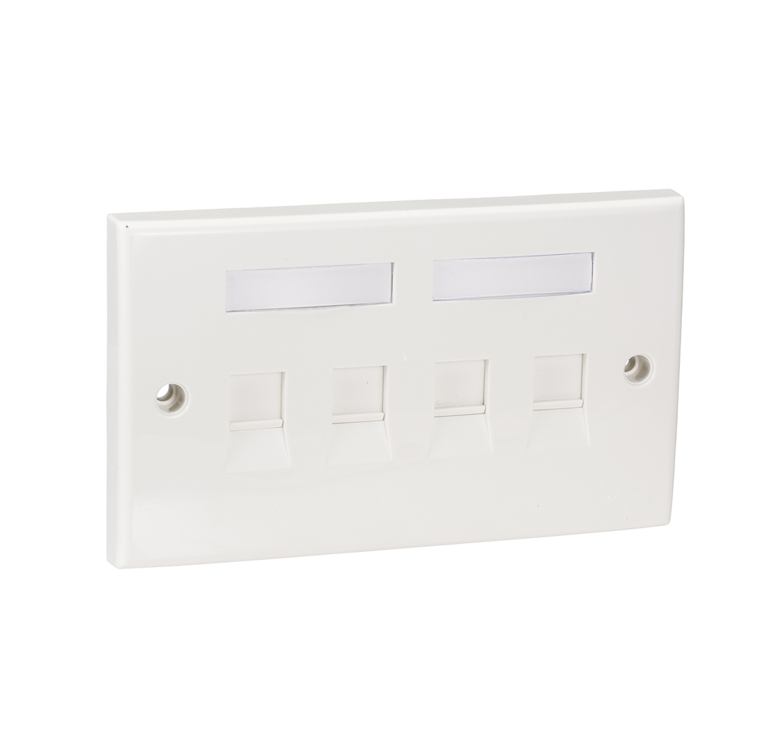 Face Plate چهار پورت Schneider مدل DCXIOFPQXXXX - فروشگاه اینترنتی طیف سنتر