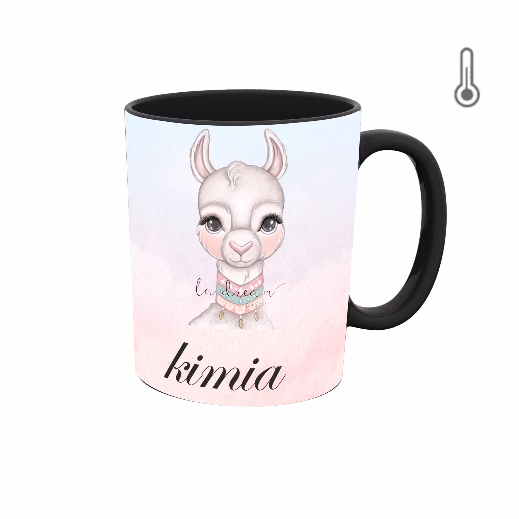 ماگ حرارتی طرح اسم کیمیا مدل لاما 