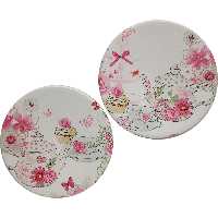 بشقاب دیوارکوب سفالی مدل فنجان و قوری کد 1 مجموعه 2 عددی