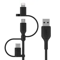 کابل تبدیل USB به USB-C/ لایتنینگ/ MicroUSB بلکین مدل CAC001bt1MBK BOOST طول 1 متر