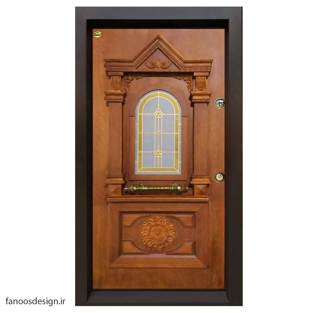 درب ضد سرقت روکش راش مدل تاوریژ شیشه خور