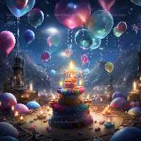 بک دراپ عکاسی تولد با بادکنک های رنگی و کیک | گرافیک با طعم تربچه