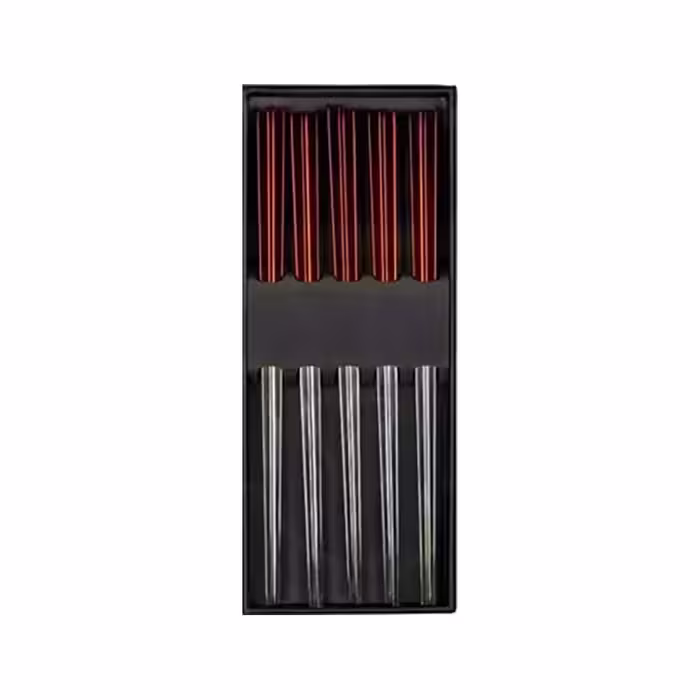 چاپستیک فلزی جفتی طرح 3 (چوب غذاخوری)