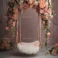 بک دراپ عکاسی کودک با تاپ و گل های رنگی | گرافیک با طعم تربچه