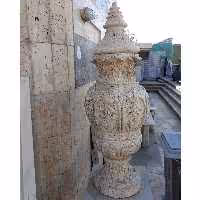 گلدان نقش برجسته سنگ طبیعی حکاکی شده سایز بزرگ با درب ( دکوری )