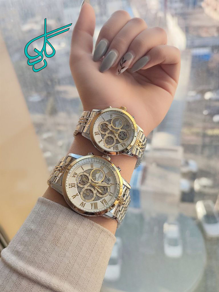 خرید ست ساعت زنانه مردانه سیتیزن سه موتوره فعال تقویم دار هک مارک روی قفل رنگ ثابت کد 2116393 - ردگل