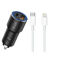 شارژر فندکی بودی مدل Bd-12 به همراه کابل USB-C/ لایتنینگ 