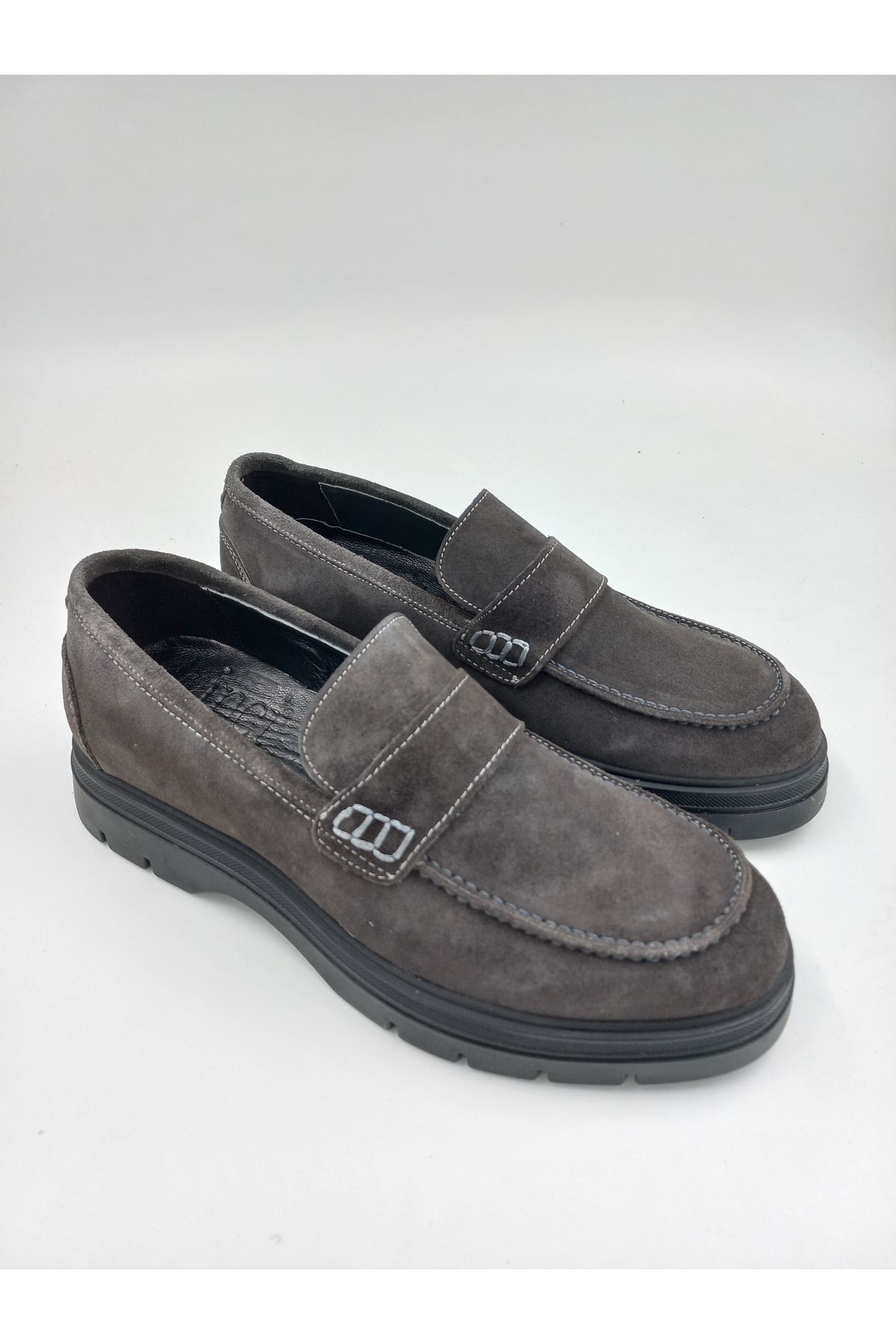 کفش های کژوال خاکستری مردانه چرمی آنتراسیت مروارید İnci