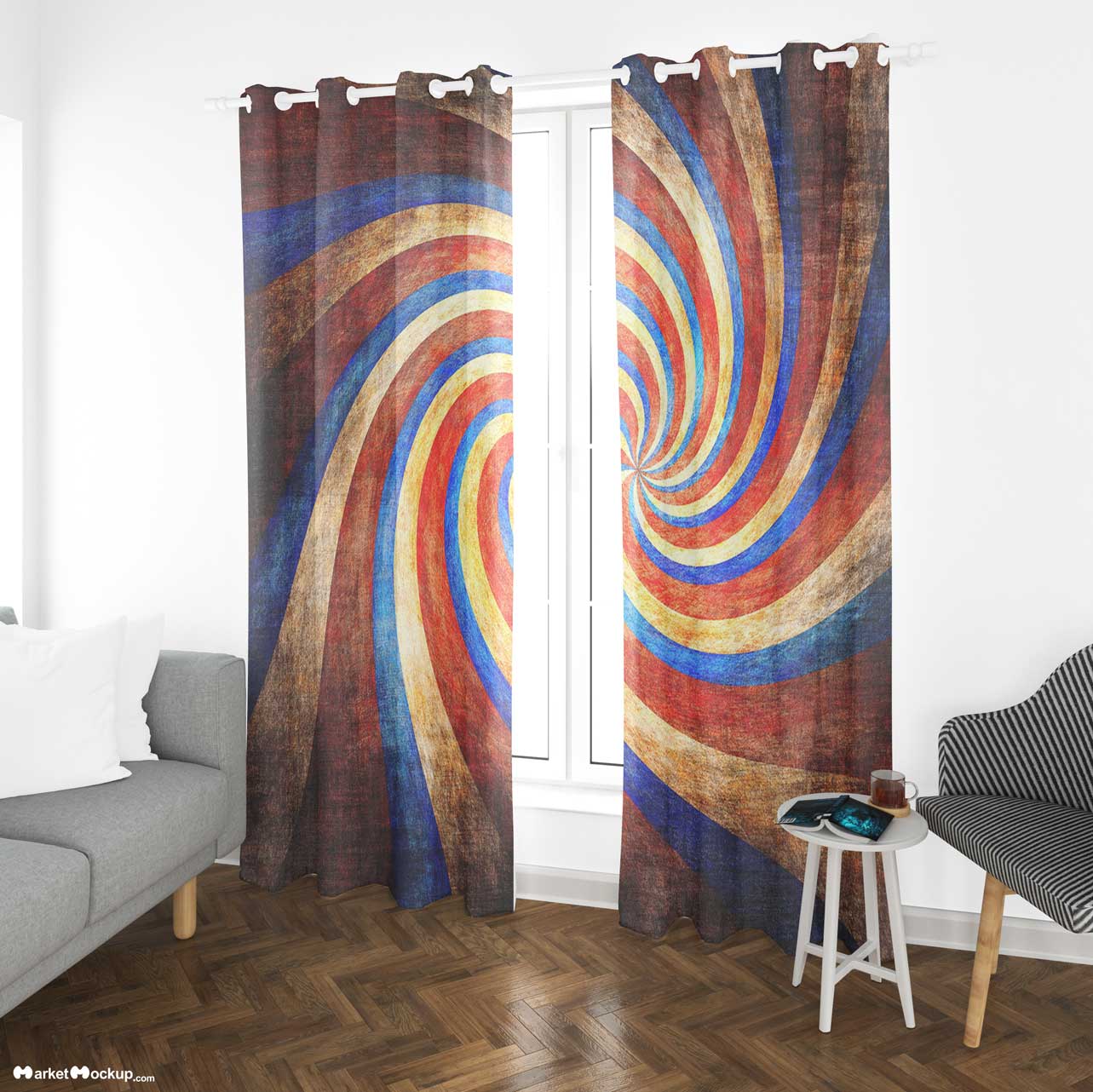 پرده حلزونی رنگی