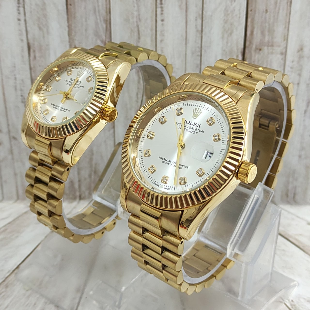  ست ساعت رولکس های کپی درجه یک طلایی زمینه سفید