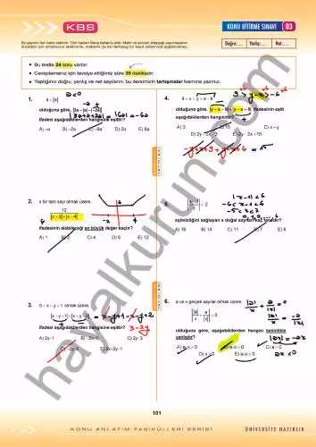 خرید و دانلود نسخه کامل کتاب KAF-1 2018 Mutlak Değer Konu Tarama Sınavı, Derece Testi Çözümler