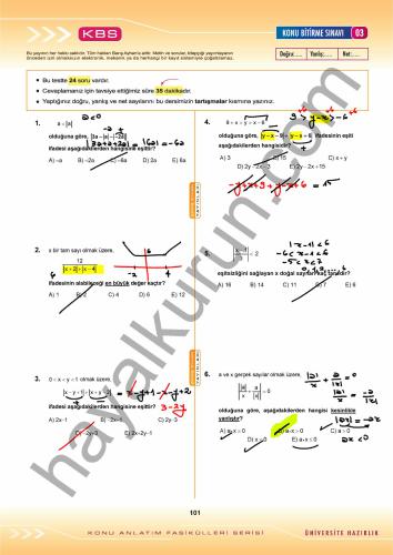 خرید و دانلود نسخه کامل کتاب KAF-1 2018 Mutlak Değer Konu Tarama Sınavı, Derece Testi Çözümler