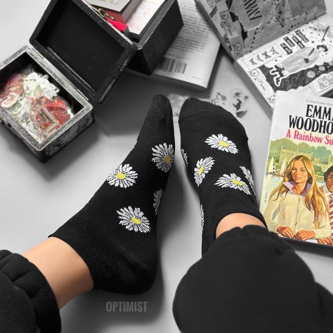 جوراب مچی طرح بابونه فری سایز نخ پنبه