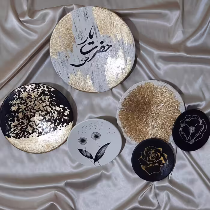 ست دیوارکوب حضرت یار عشق با ورق طلا تزئین شده تثبیت کننده زده شده قابل شستشو 