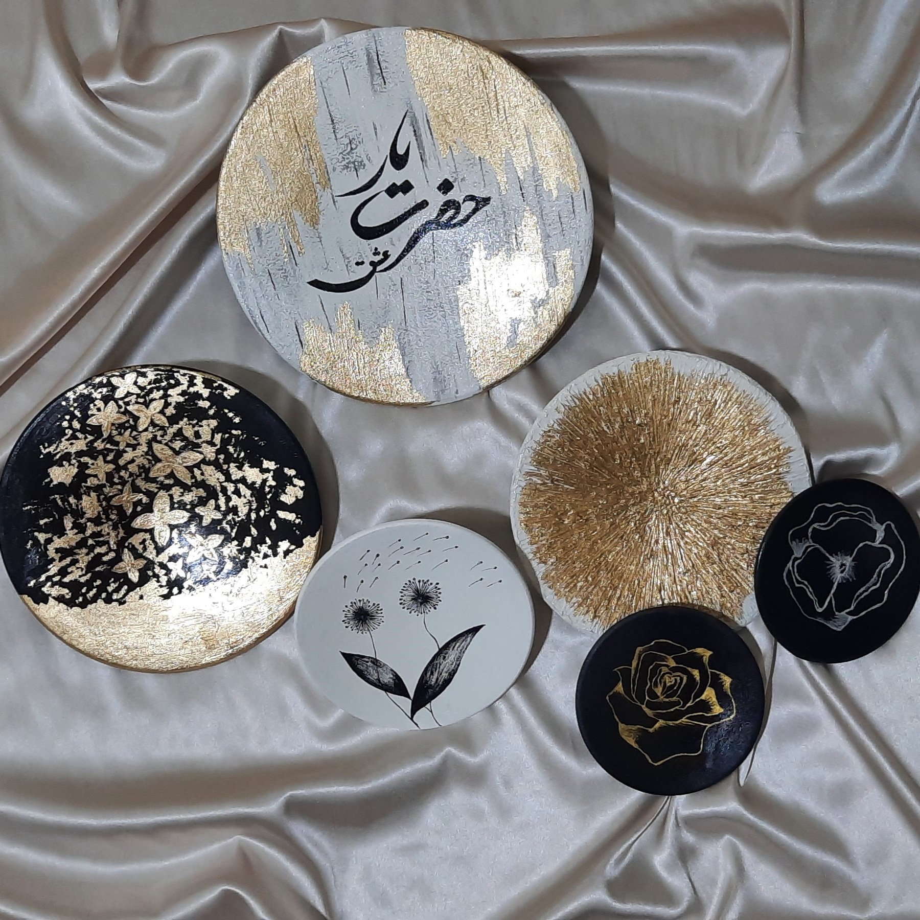 ست دیوارکوب حضرت یار عشق با ورق طلا تزئین شده تثبیت کننده زده شده قابل شستشو 