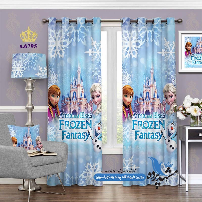 پرده پانچ کودکانه طرح کارتونی آلسا و آنا کد s-6795