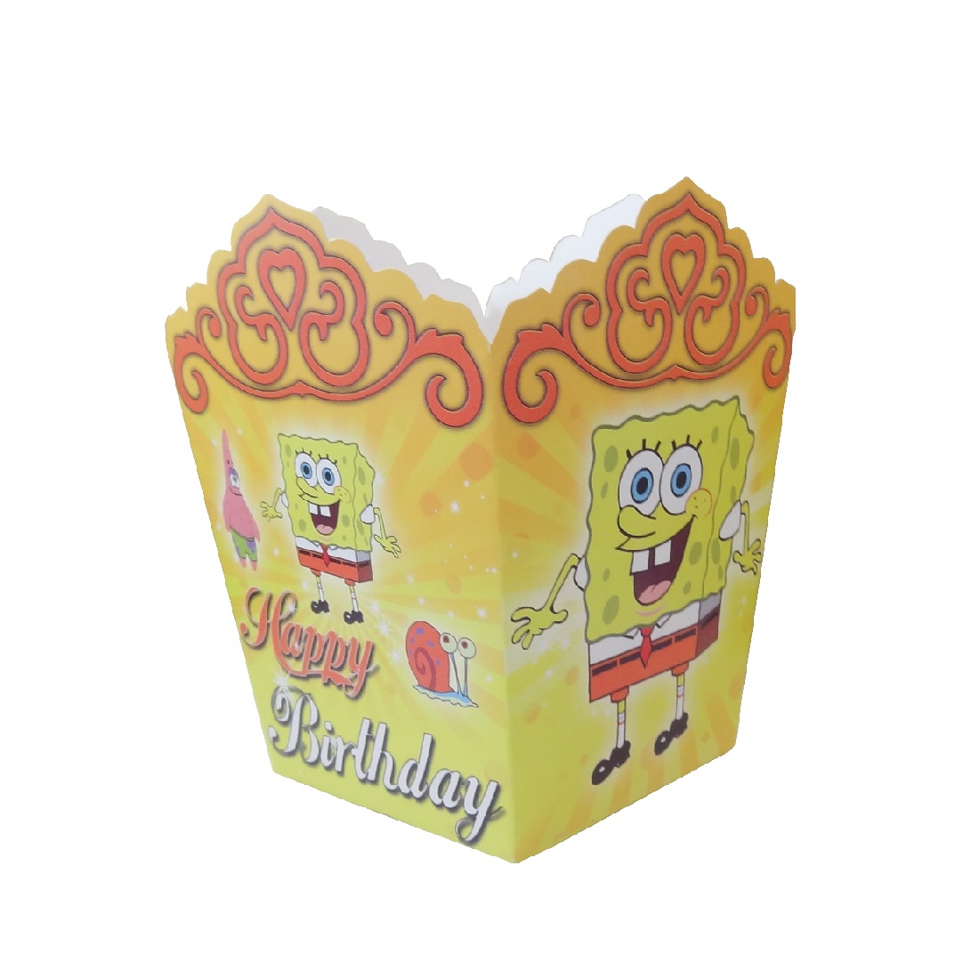 ظرف پاپ کورن مستر تم طرح باب اسفنجی بسته 10 عددی