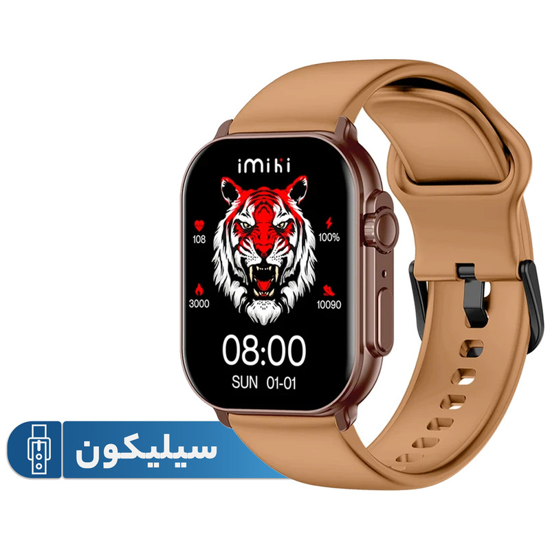 ساعت هوشمند ایمیکی مدل SF1E دارای قابلیت های صفحه نمایش رنگی، صفحه نمایش لمسی، قابلیت مکالمه از طریق بلوتوث بند سیلیکون | کالا مکس