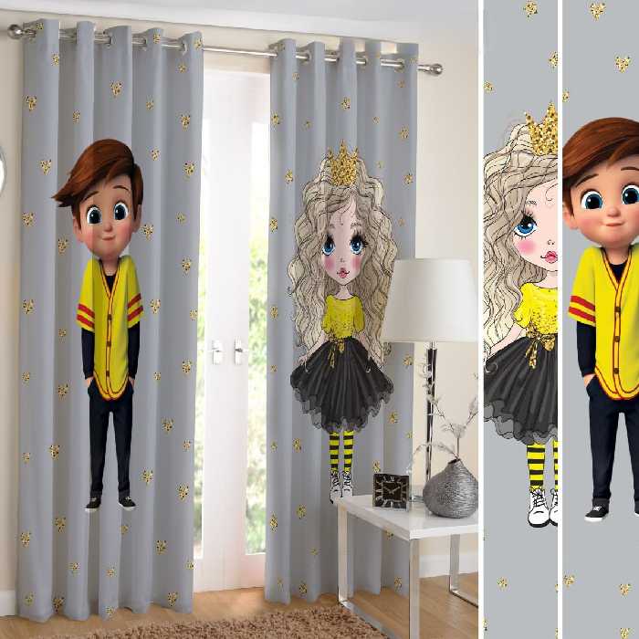 پرده چاپی طرح دختر و پسر