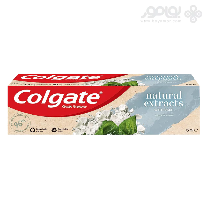خمیر دندان کلگیت نچرال اکسترکت مدل RADIANT WHITE حاوی نمک