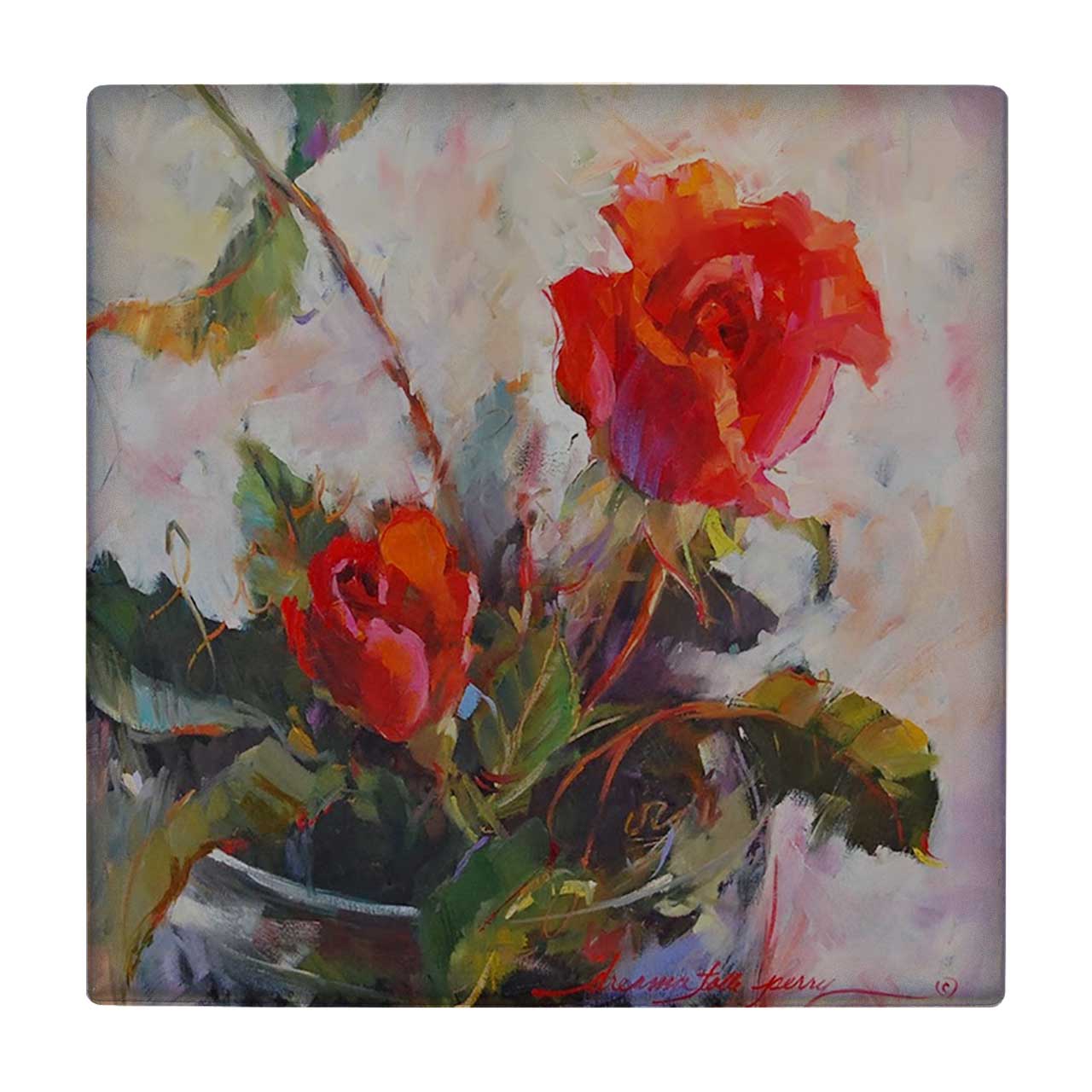 کاشی کارنیلا طرح نقاشی گل های رز مدل لوحی کد klh766