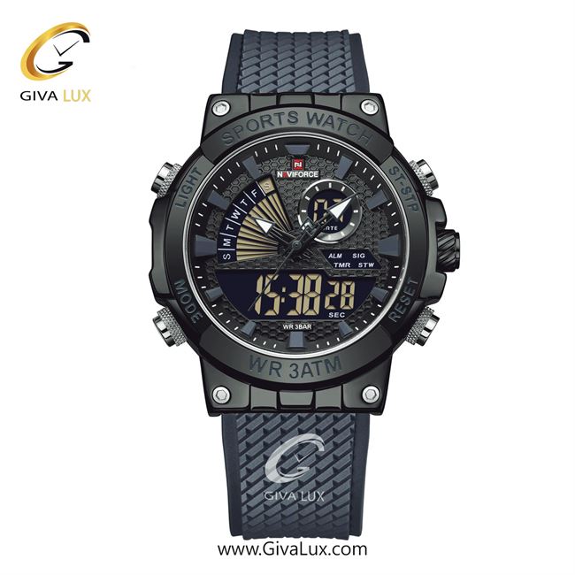 ساعت مچی مردانه بند سیلیکونی طوسی ناوی فورس (نیوی فورس) کد NF9219-B/GY/GY