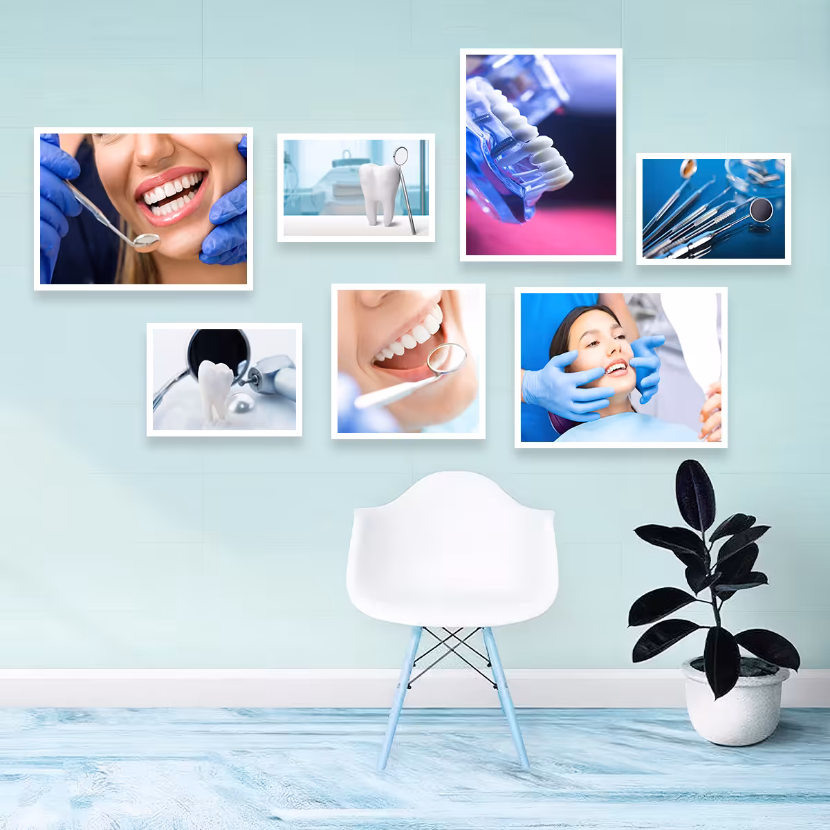 تابلو بکلیت طرح لبخند و دندان پزشکی مدل W-935 مجموعه 7 عددی