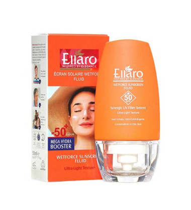 الارو فلوئید ضد آفتاب بی رنگ وت فورس 50 میل SPF50 Ellaro