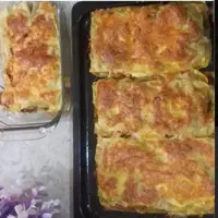 لازانیا مرغ و قارچ پرسی