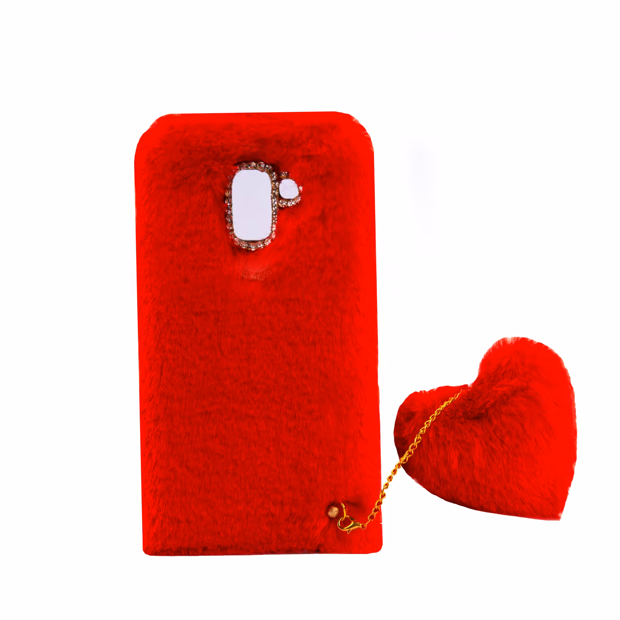 کاور طرح دخترانه مدل خزدار پشمالو مناسب برای گوشی موبایل سامسونگ Galaxy J6 / On6 به همراه آویز قلب