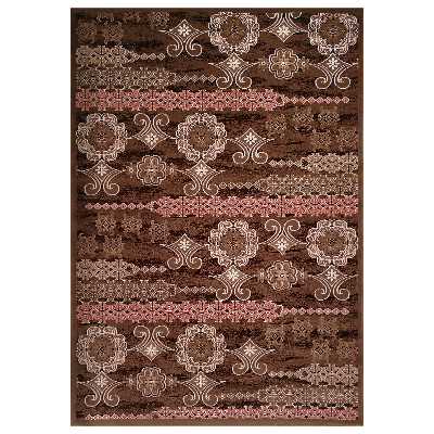 فرش ماشینی زمرد مشهد کد KR30 زمینه قهوه ای