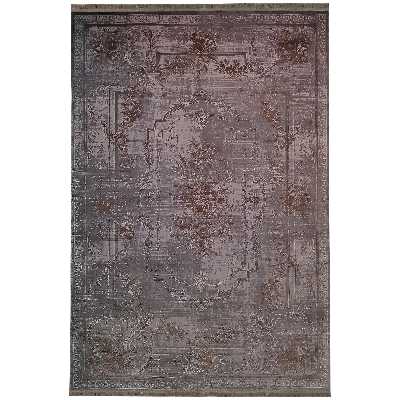 فرش ماشینی زمرد مشهد طرح پتینه کد TA119 زمینه طوسی