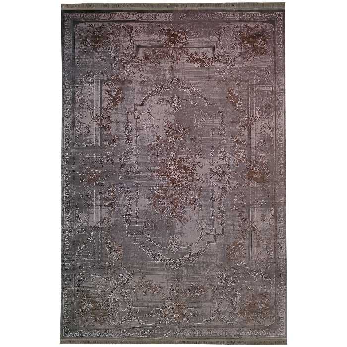 فرش ماشینی زمرد مشهد طرح پتینه کد TA119 زمینه طوسی