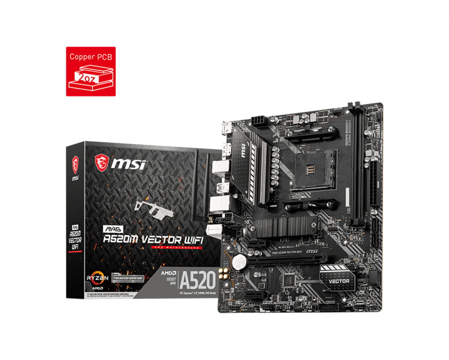 مادربرد ام اس آی مدل MAG A520M VECTOR WIFI سوکت AM4
