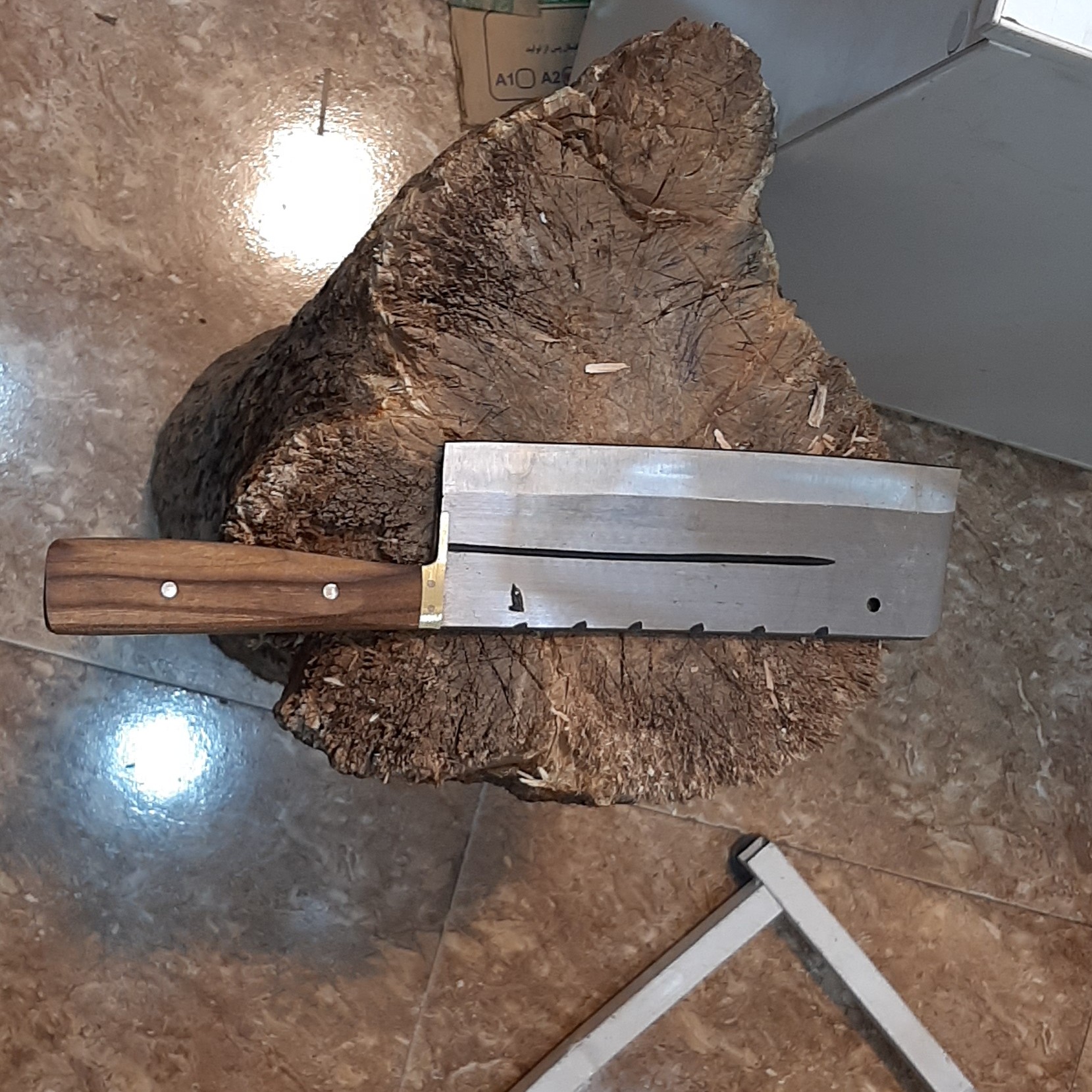 ساتور فولادی باربند برنجی دسته چوبی عالی ساخت زنجان صنایع دستی فوق العاده