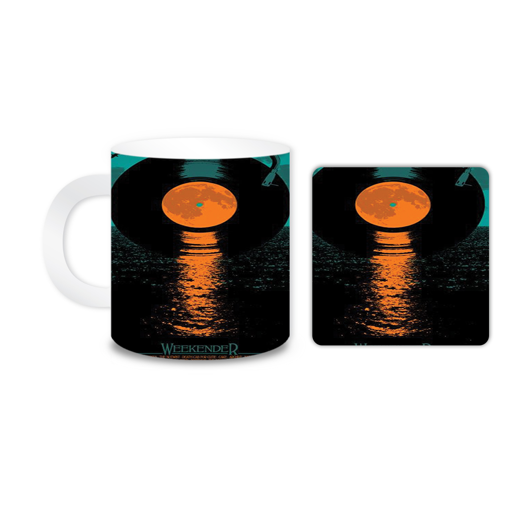 ماگ مدل صفحه گرامافون کد 1269 به همراه زیر لیوانی