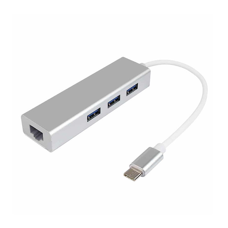 هاب USB-C به USB 30/ Ethernet سه پورت مدل Gigabit