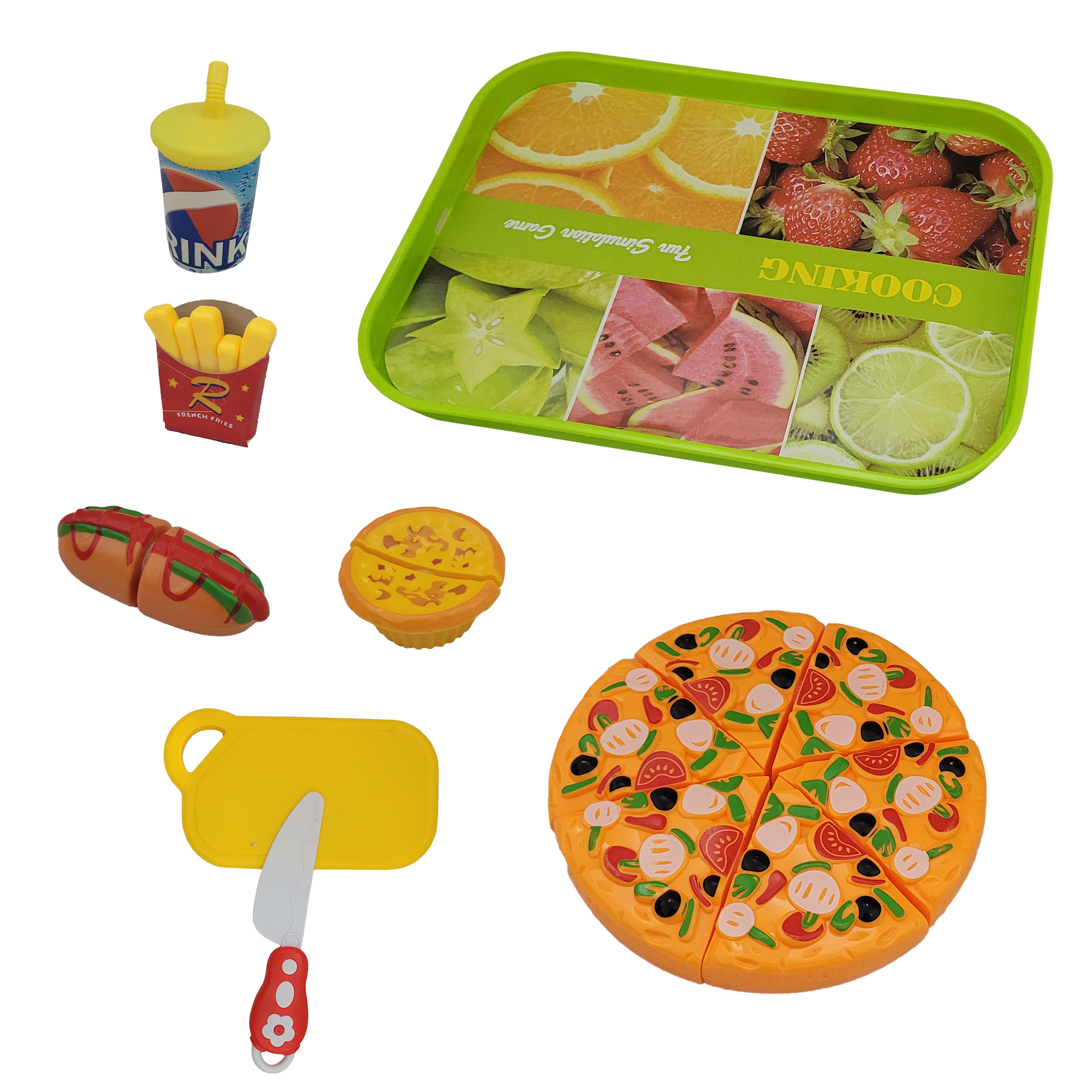 ست اسباب بازی فست فود مدل پیتزا کد 123 مجموعه 8 عددی