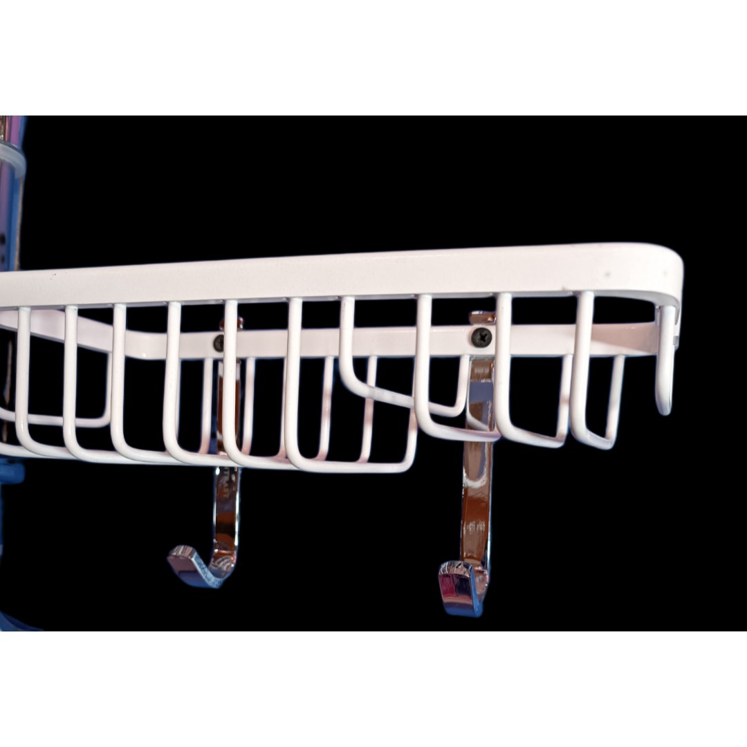 سبدحمام آلومنیومی کنتراست مخصوص شامپو،صابون ولیف واسکاج ودستمال رنگ سفید