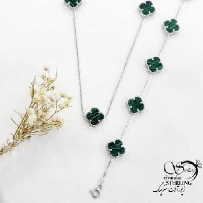 نیمست ونکلیف سبز نقره 925 عیار کد 17837