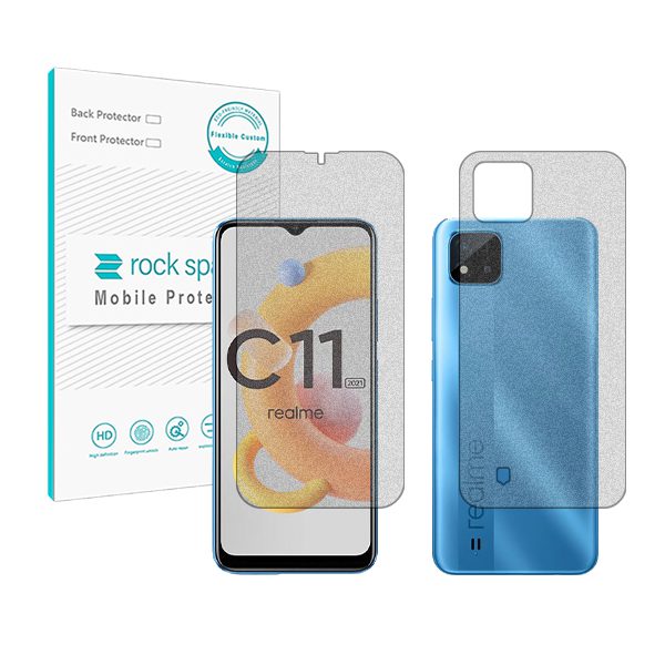 گلس صفحه نمایش و پشت گوشی ریلمی C11 (2021) مدل نانو هیدروژل مات برند راک اسپیس کد SS