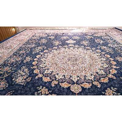 فرش ماشینی زمرد مشهد مدل 45002 زمینه آبی