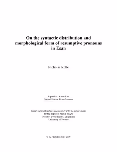 خرید و دانلود نسخه کامل کتاب On the syntactic distribution and morphological form of resumptive pronouns in Esan