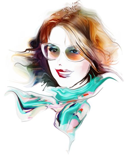 خرید و دانلود عکس نقاشی آبرنگ پرتره از زنی با استایل خاص | پیک فاکس | Pic Fox